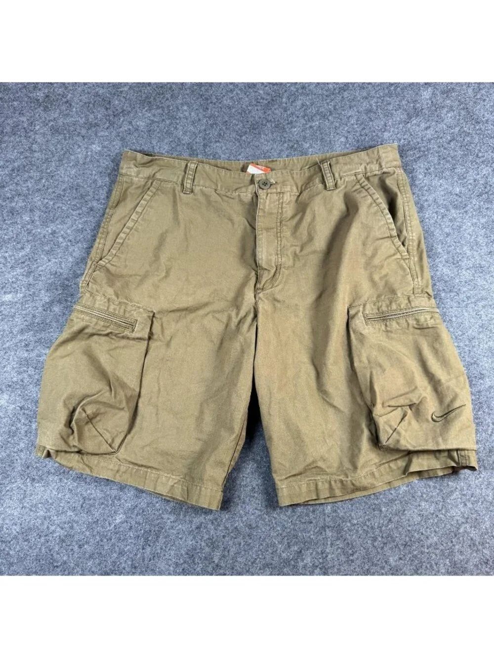 Nike Cargo Shorts Mens Size 36 Brown Canvas Zip Pocket Athletic Dept Casual